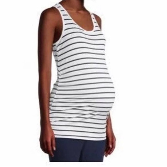 Tops - Maternity White Black Tank